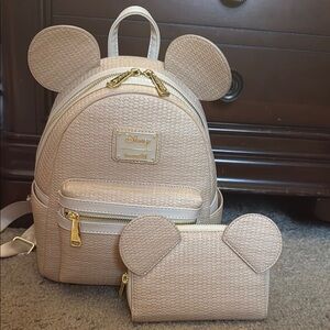 Loungefly Cream Backpack with Mickey Ears